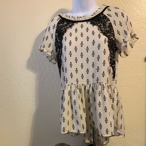 Cream and black Rewind camisole with print